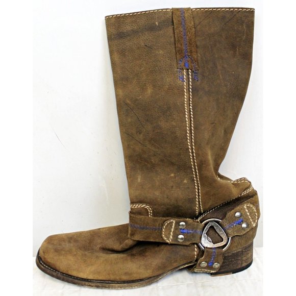 Bed Stu Footwear Woman Sz 11 Brown Suede Leather Riding Tall Boots Western - Picture 5 of 12